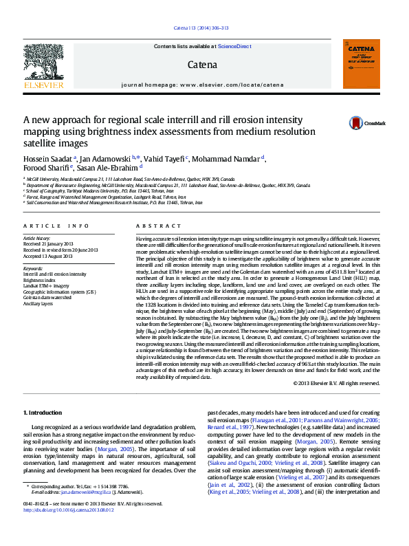 (PDF) A new approach for regional scale interrill and rill erosion ...