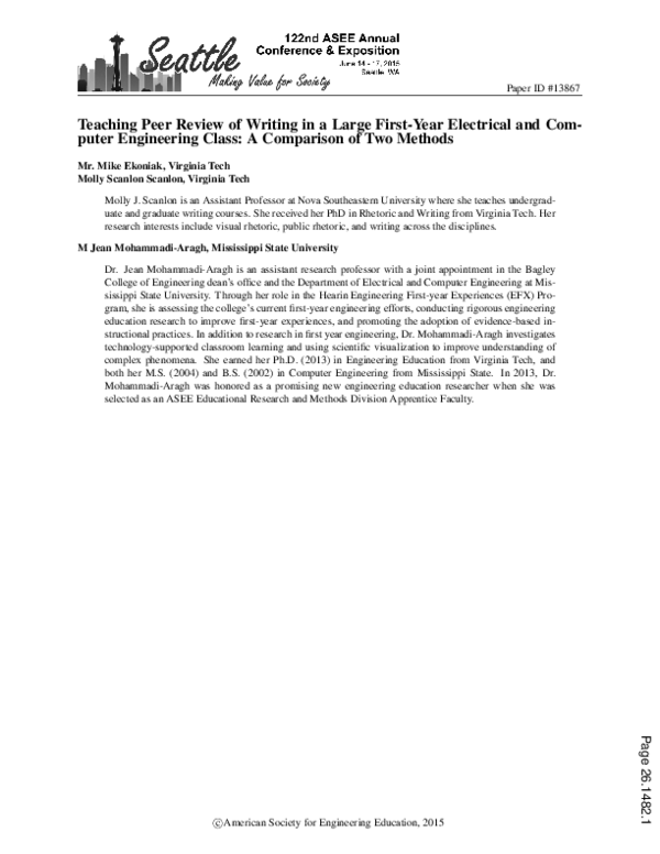 (PDF) Teaching Peer Review of Writing in a Large First-year Electrical ...
