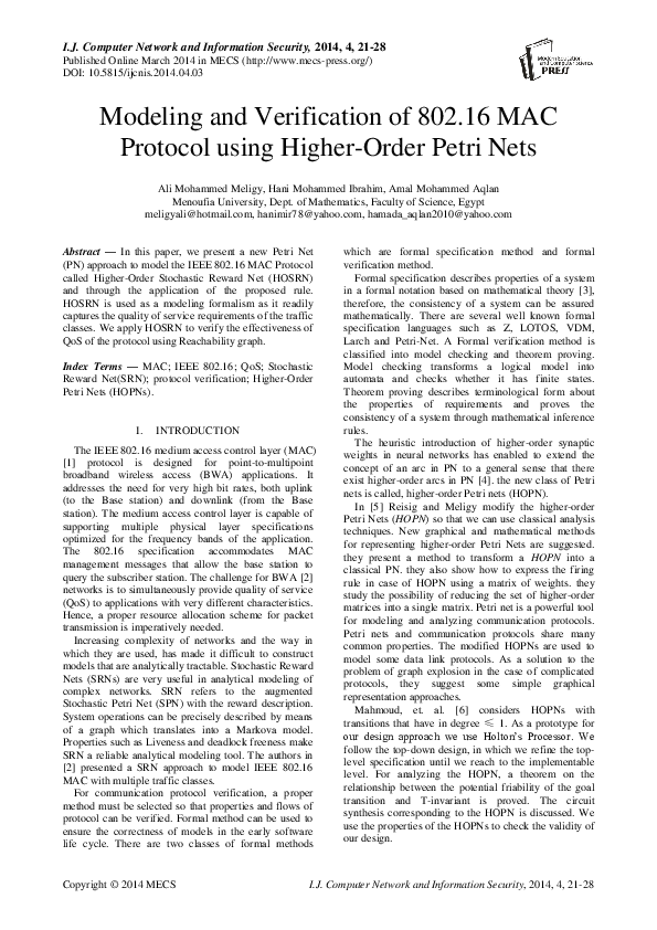 (PDF) Modeling and Verification of 802.16 MAC Protocol using Higher ...