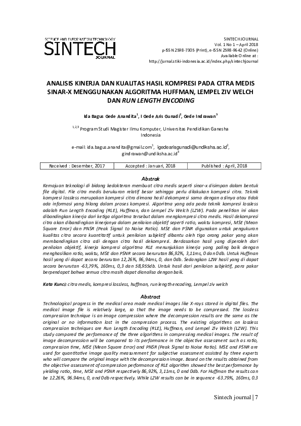 (PDF) Analisis Kinerja Dan Kualitas Hasil Kompresi Pada Citra Medis ...
