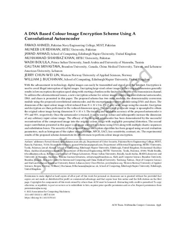 (PDF) A DNA Based Colour Image Encryption Scheme Using A Convolutional ...