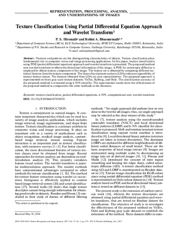 (PDF) Texture classification using partial differential equation ...
