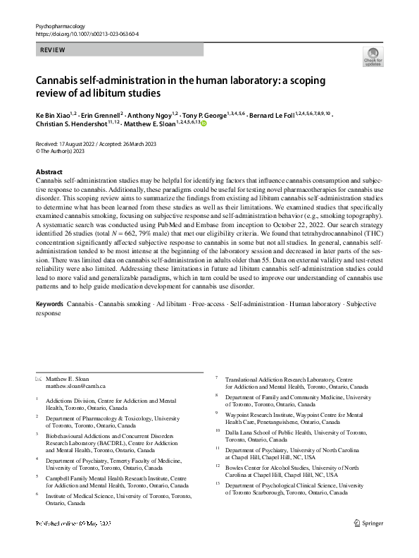 (PDF) Cannabis self-administration in the human laboratory: a scoping ...