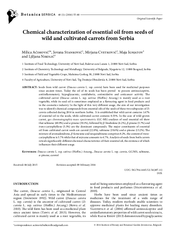 (PDF) Chemical characterization of essential oil from seeds of wild and ...