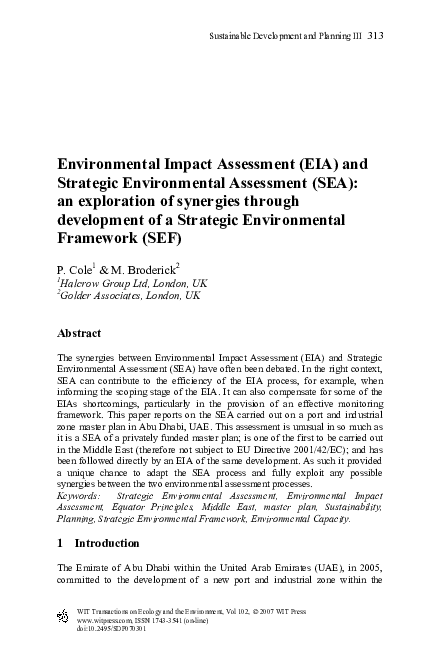 (PDF) Environmental Impact Assessment (EIA) and Strategic Environmental ...