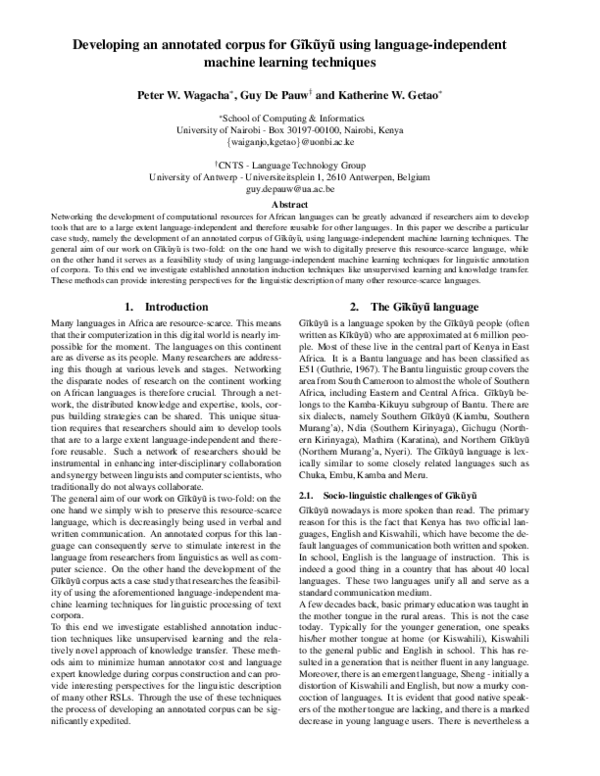 (PDF) Developing an annotated corpus for Gıkuyu using language ...