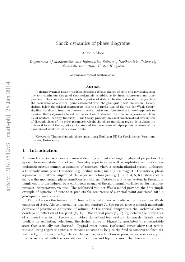 (PDF) Shock dynamics of phase diagrams