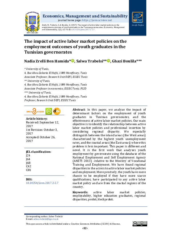 (PDF) The impact of active labor market policies on the employment ...