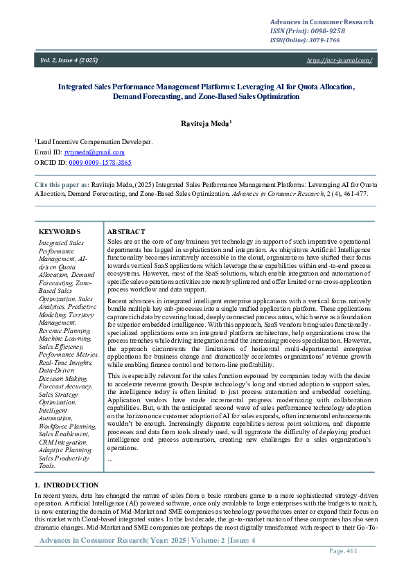 (PDF) Integrated Sales Performance Management Platforms: Leveraging AI ...