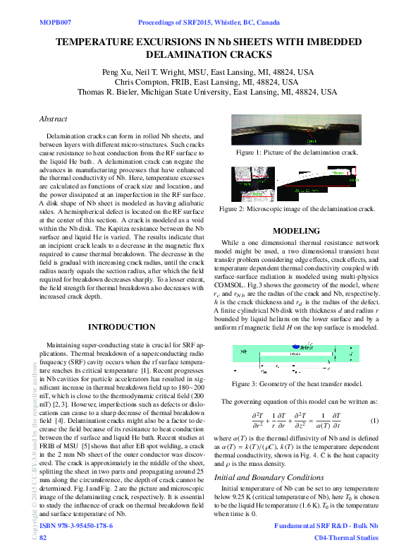 (PDF) Temperature Excursions in Nb Sheets With Imbedded Delamination Cracks