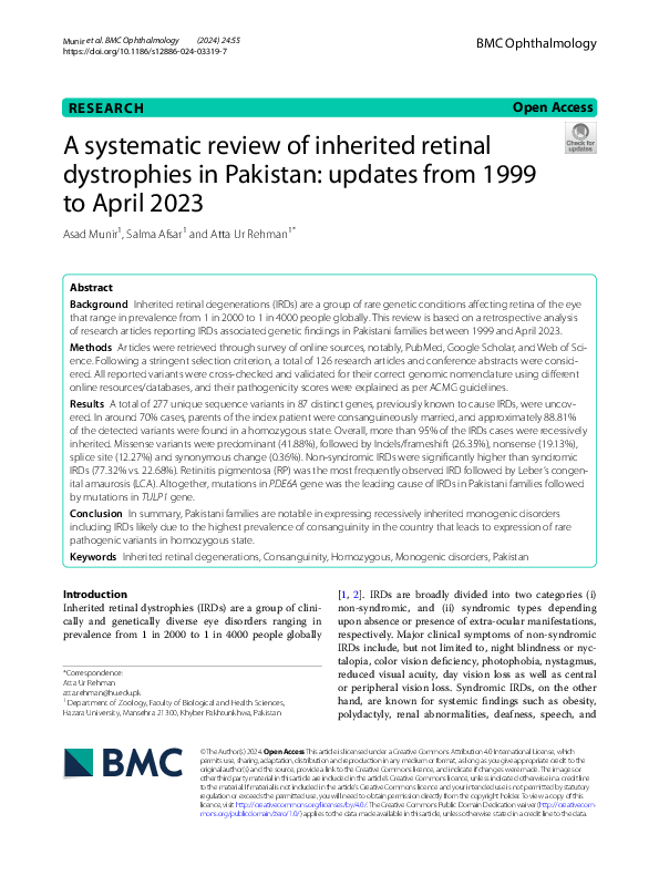 (PDF) A systematic review of inherited retinal dystrophies in Pakistan ...