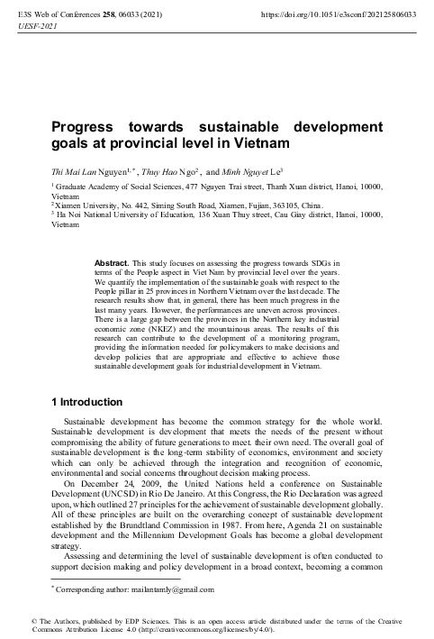 (PDF) Progress towards sustainable development goals at provincial ...