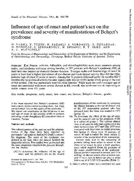 (PDF) Influence of age of onset and patient's sex on the prevalence and ...