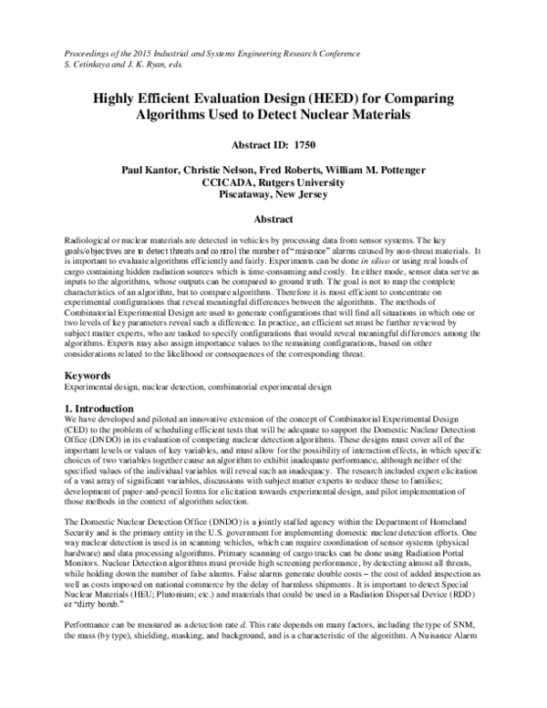 (PDF) Highly efficient evaluation design (HEED) for comparing ...