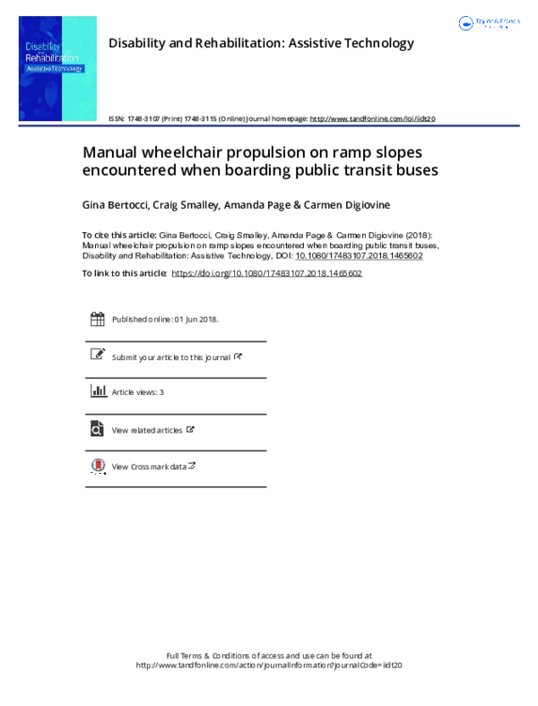 (PDF) Manual wheelchair propulsion on ramp slopes encountered when ...