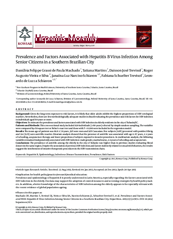 (PDF) Prevalence and Factors Associated with Hepatitis B Virus ...