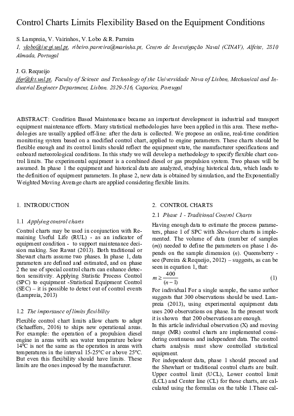 (PDF) Control charts limits flexibility based on the equipment conditions