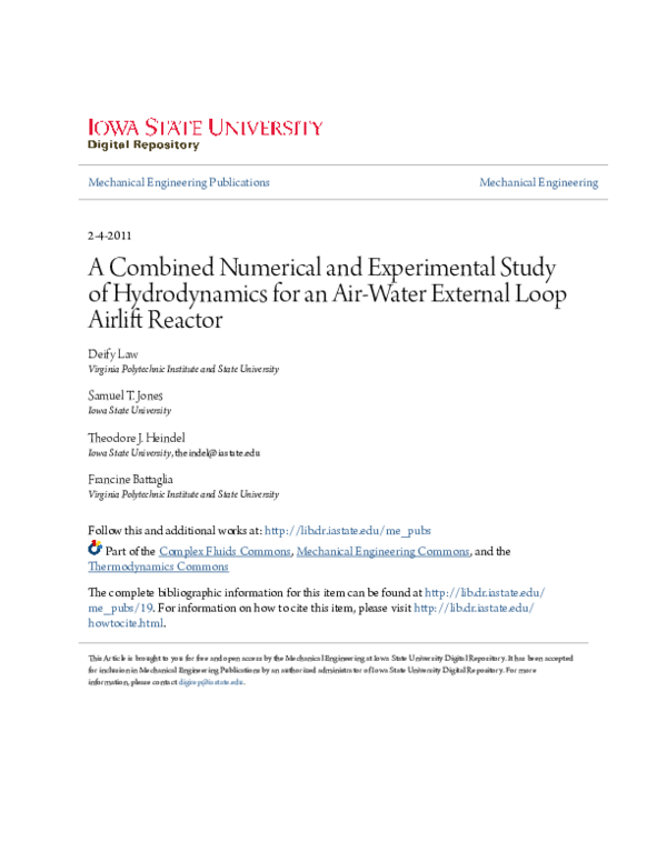 (PDF) A Combined Numerical and Experimental Study of Hydrodynamics for ...