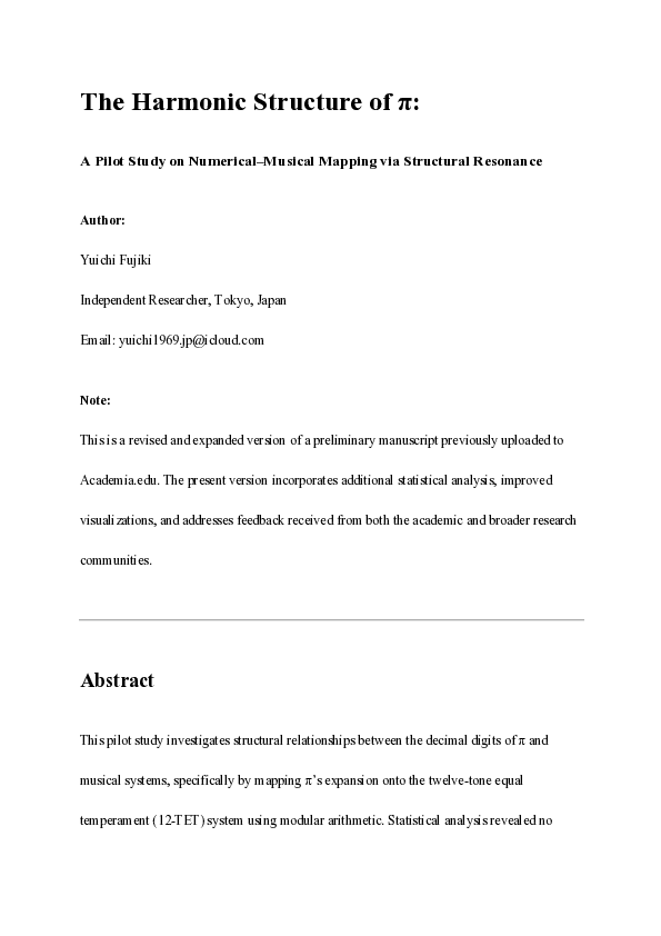 (PDF) The Harmonic Structure of π: A Pilot Study on Numerical-Musical ...