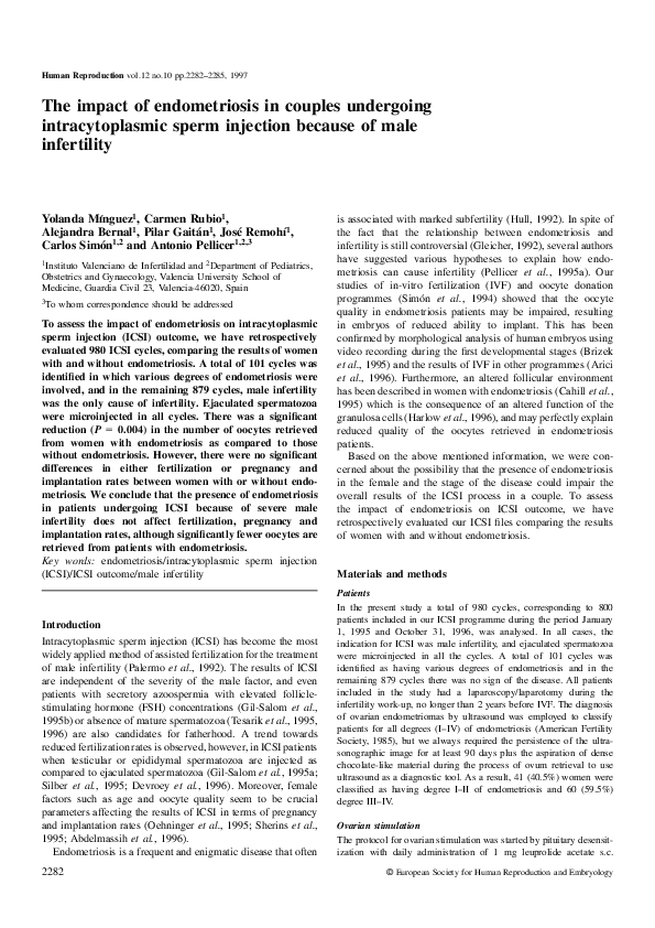 (PDF) The impact of endometriosis in couples undergoing ...