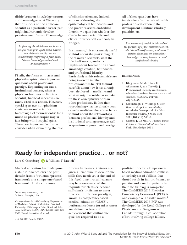 (PDF) Ready for independent practice… or not?