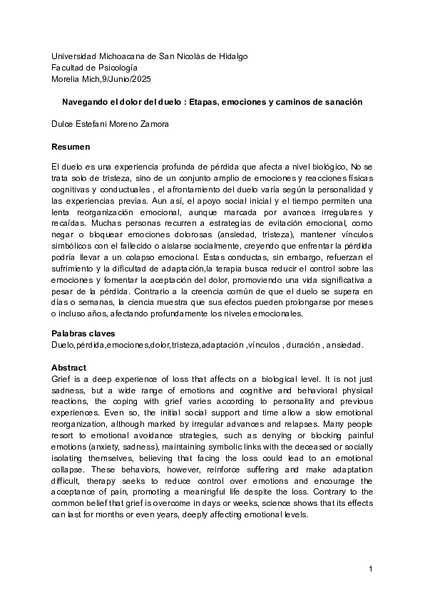 (PDF) Artículo Navegando el dolor del duelo ; Etapas , emociones y ...