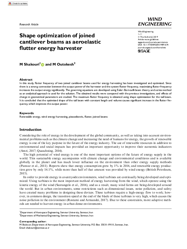 (PDF) Shape optimization of joined cantilever beams as aeroelastic ...