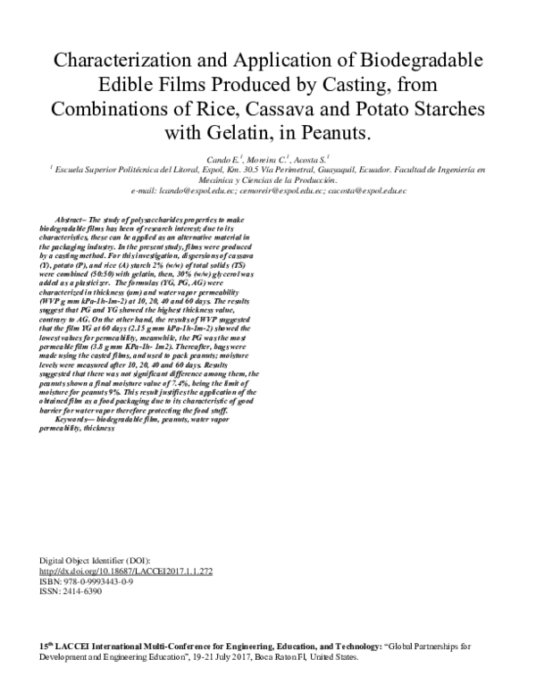 (PDF) Characterization and application of biodegradable edible films ...