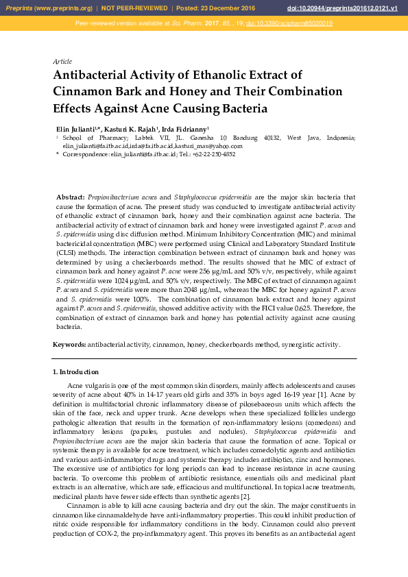 (PDF) Antibacterial Activity of Ethanolic Extract of Cinnamon Bark and ...