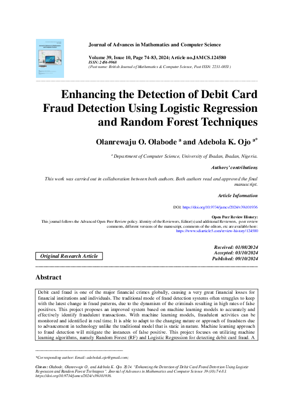 Pdf Enhancing The Detection Of Debit Card Fraud Detection Using