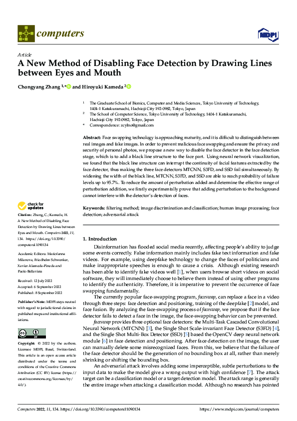 (PDF) A New Method of Disabling Face Detection by Drawing Lines between ...