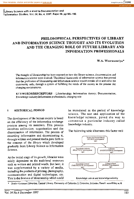 (PDF) Philosophical perspectives of library and information science ...