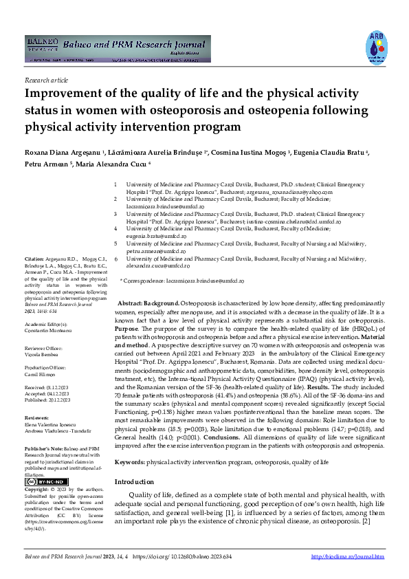 (PDF) Improvement of the quality of life and the physical activity ...