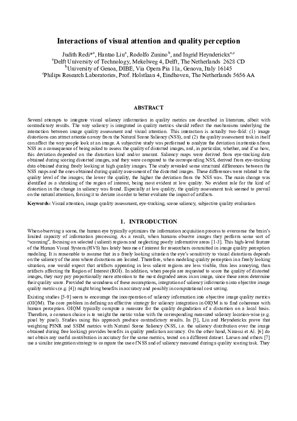 (PDF) Interactions of visual attention and quality perception