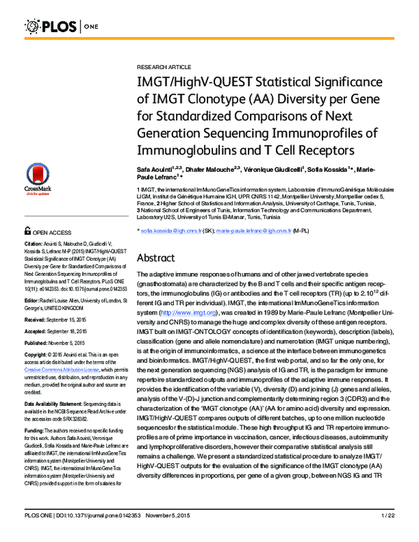 (PDF) IMGT/HighV-QUEST Statistical Significance of IMGT Clonotype (AA ...
