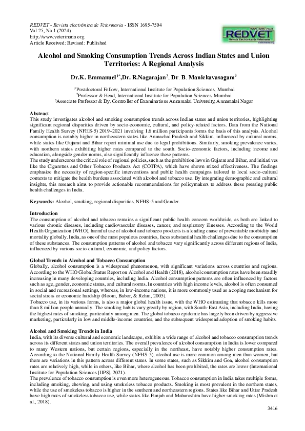 (PDF) Alcohol and Smoking Consumption Trends Across Indian States and ...