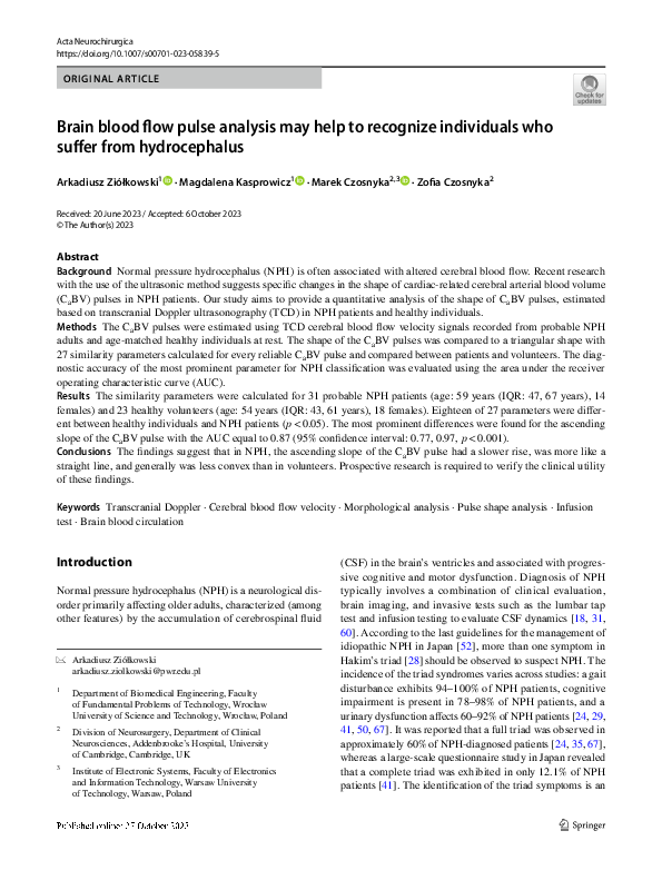 (PDF) Brain blood flow pulse analysis may help to recognize individuals ...