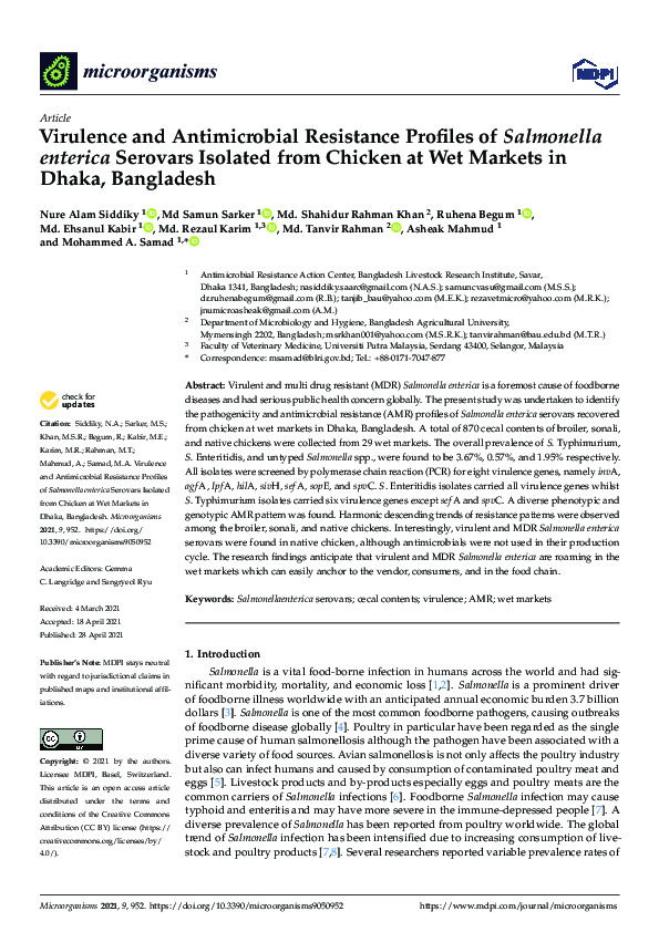 (PDF) Virulence and Antimicrobial Resistance Profiles of Salmonella ...