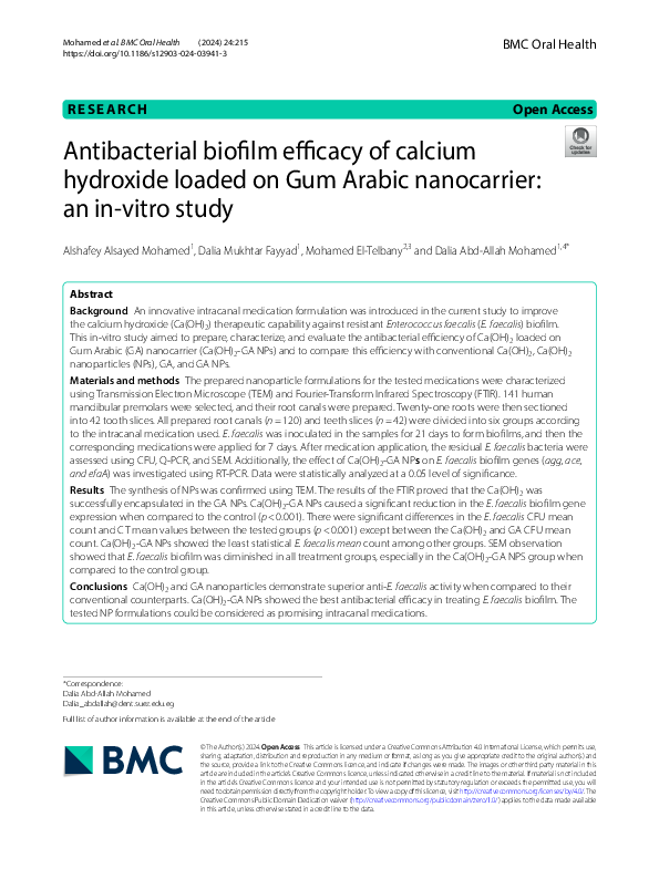 (PDF) Antibacterial biofilm efficacy of calcium hydroxide loaded on Gum ...