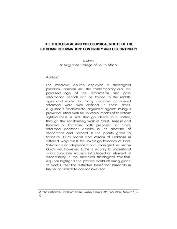 (PDF) The Theological and Philosophical Roots of the Lutheran ...