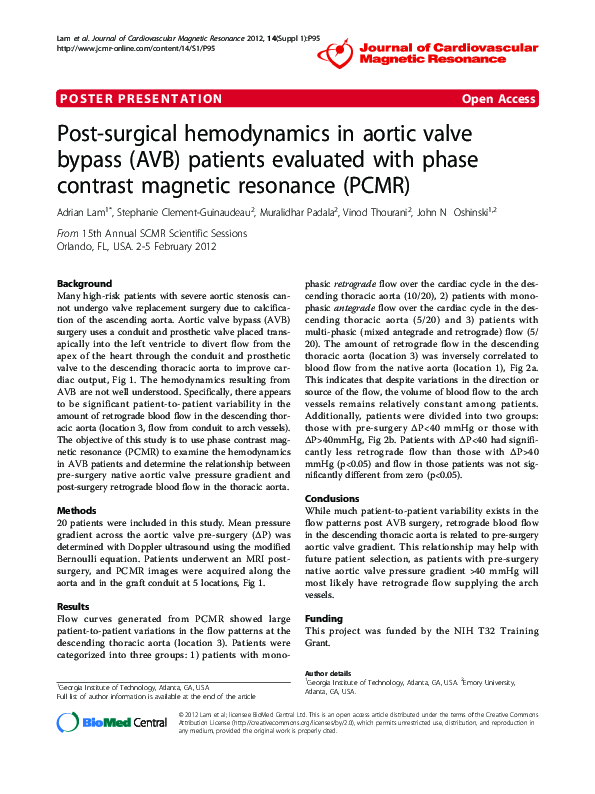 (PDF) Post-surgical hemodynamics in aortic valve bypass (AVB) patients ...