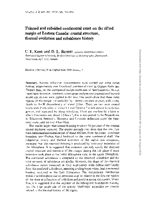 (PDF) Thinned and subsided continental crust on the rifted margin of ...