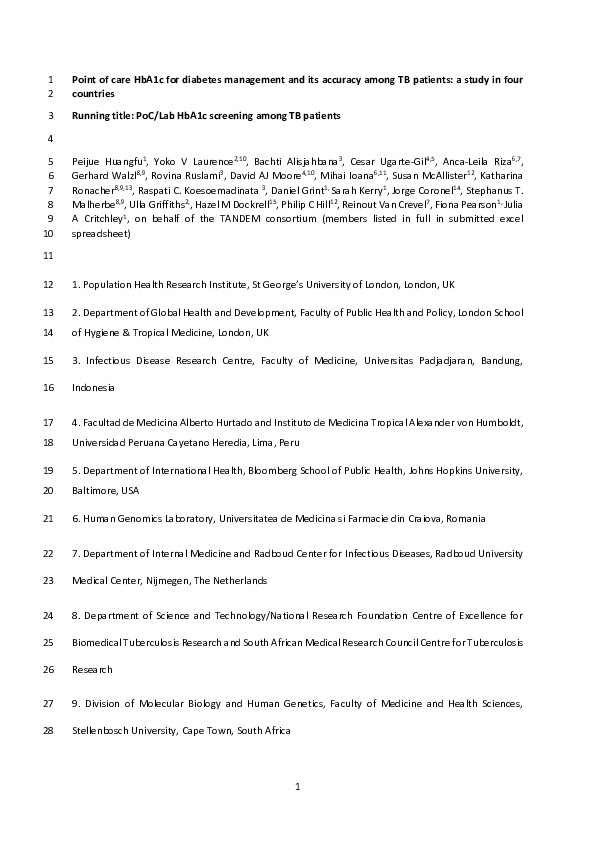 (PDF) Point of care HbA1c level for diabetes mellitus management and ...