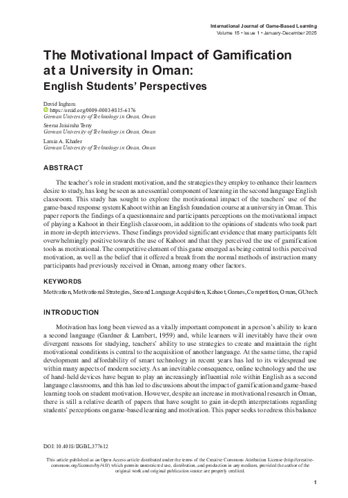 (PDF) The Motivational Impact of Gamification at a University in Oman ...