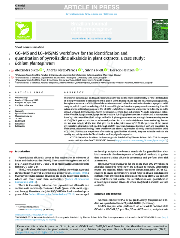 (PDF) GC–MS and LC–MS/MS workflows for the identification and ...