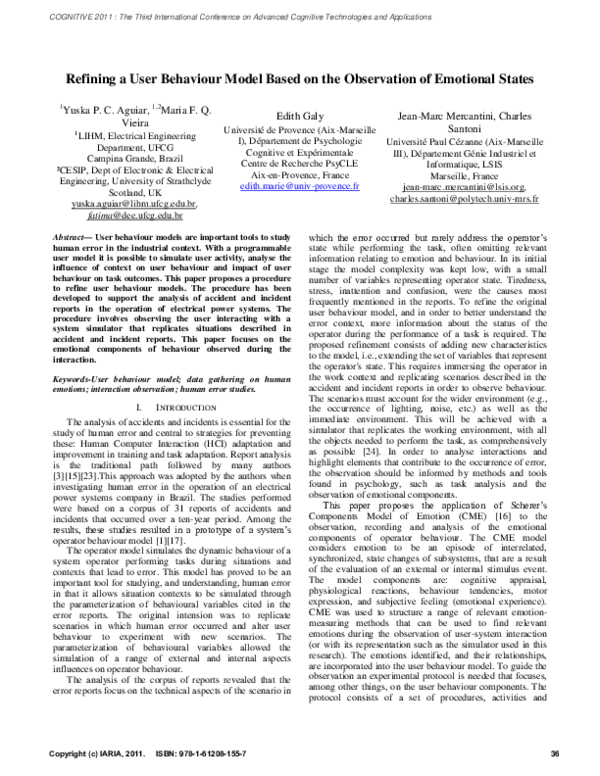 (PDF) Refining a User Behaviour Model Based on the Observation of ...