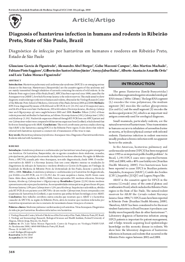 (PDF) Diagnosis of hantavirus infection in humans and rodents in ...