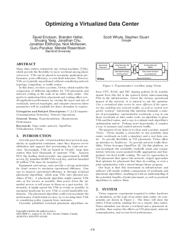 (PDF) Optimizing a virtualized data center
