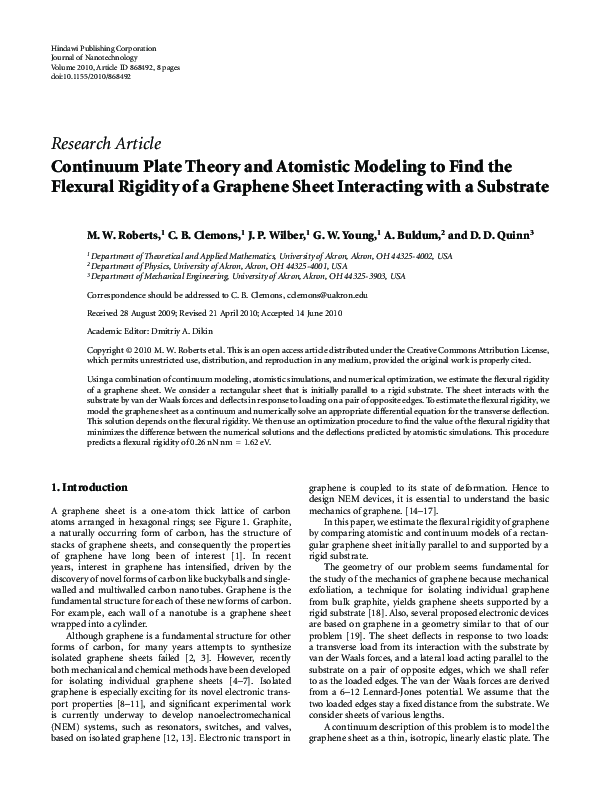 (PDF) Continuum Plate Theory and Atomistic Modeling to Find the ...