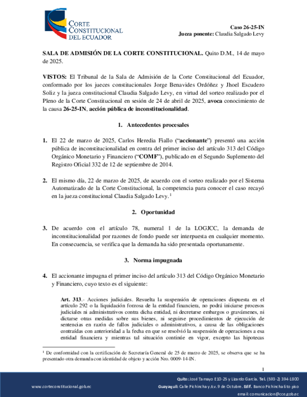 (PDF) ADMISION ART 313 CHF